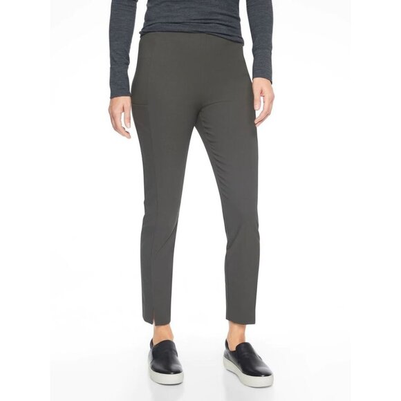 Athleta Pants - Athleta Womens Gray Wander Slim Pant Casual Back Zip Ankle Slit Size 12